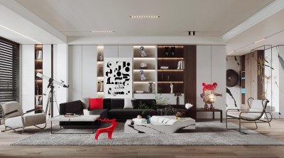 现代家居客厅3D模型下载